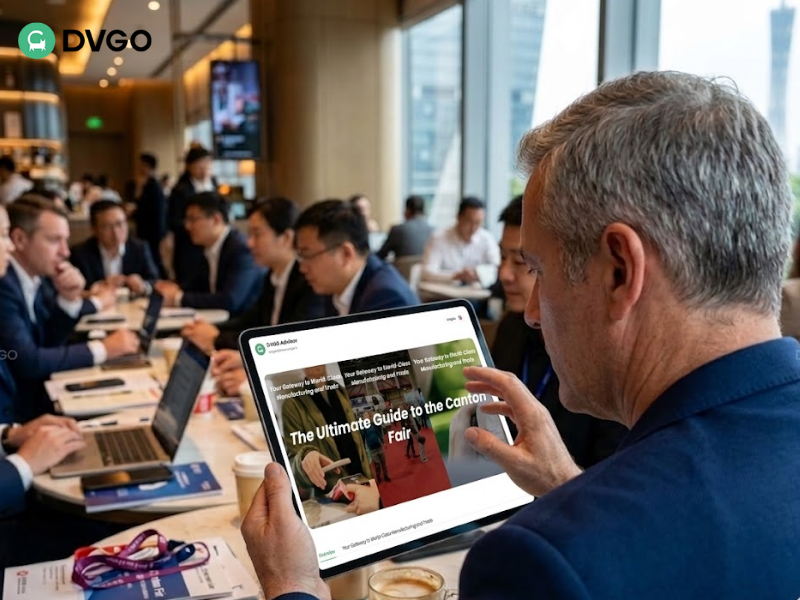 外国商人在放松休息之余浏览DVGO广交会页面