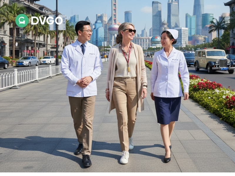 International patient enjoying sightseeing in Shanghai