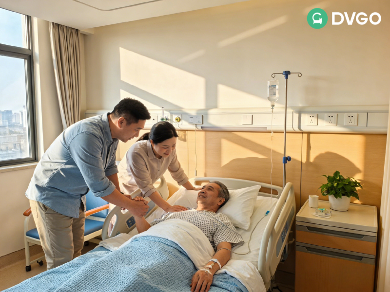 overseas Chinese patient consulting with internationally trained doctors in a modern hospital in China