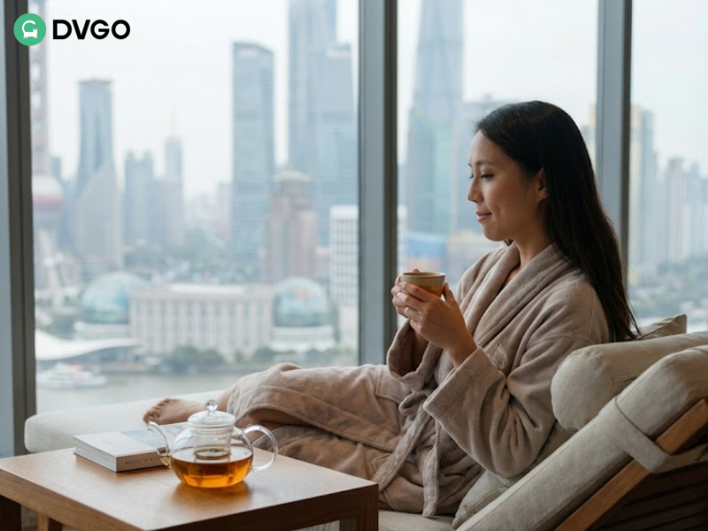 旅行者在中国接受中医养生治疗后感到放松