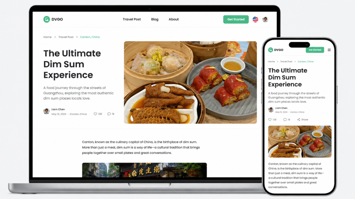 DVGO Community: Minimalist Magazine-Style Interface for Business Travel Practical Content