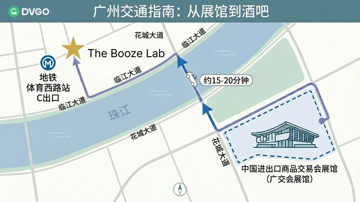The Booze Lab 交通指南,广交会到珠江新城路线